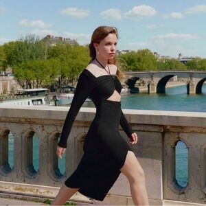 Elegant Black Knit Women's Dress